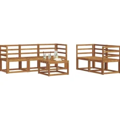 Buiten bankenset met kussen 6 pcs Natuurlijk en Crème><noscript><img width=