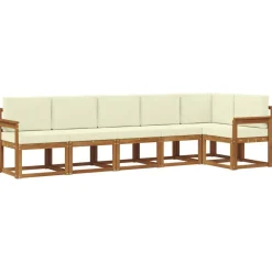 Buiten bankenset met kussen 6 pcs Natuurlijk en Crème>vidaXL Sale