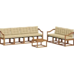 Meubelsets*vidaXL Buiten bankenset met kussen 8 pcs Natuurlijk en beige