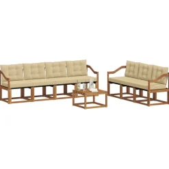 Meubelsets*vidaXL Buiten bankenset met kussen 8 pcs Natuurlijk en beige