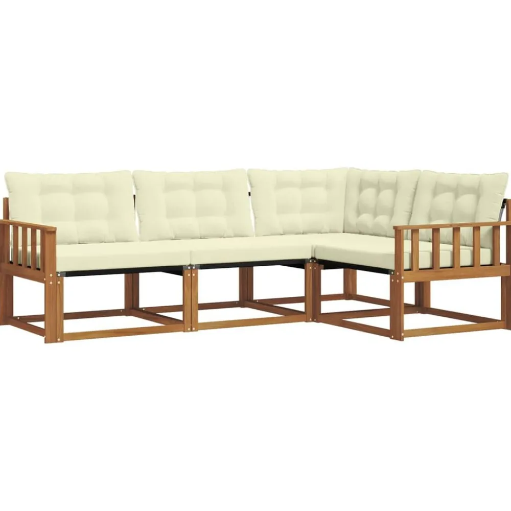 Buiten bankenset met kussen 4 pcs Natuurlijk en Crème>vidaXL Clearance