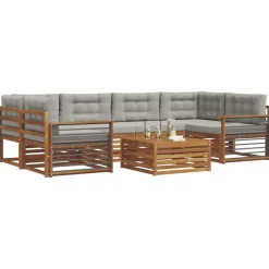 Buiten bankenset met kussen 7 pcs Natuurlijk en Lichtgrijs><noscript><img width=