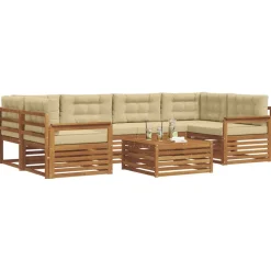 Meubelsets*vidaXL Buiten bankenset met kussen 8 pcs Natuurlijk en beige