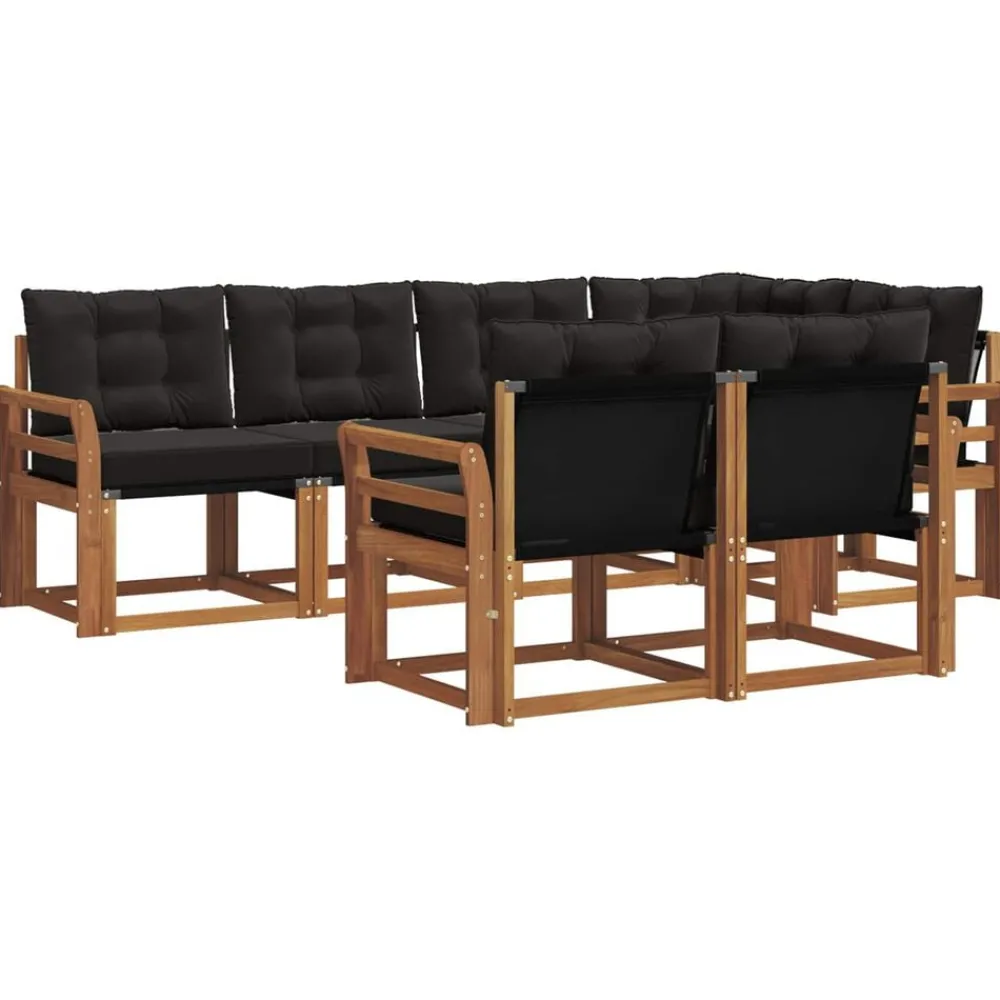 Buiten bankenset met kussen 7 pcs Natuurlijk en Zwart>vidaXL Hot