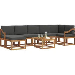 Meubelsets*vidaXL Buiten bankenset met kussen 8 pcs Natuurlijk en antraciet