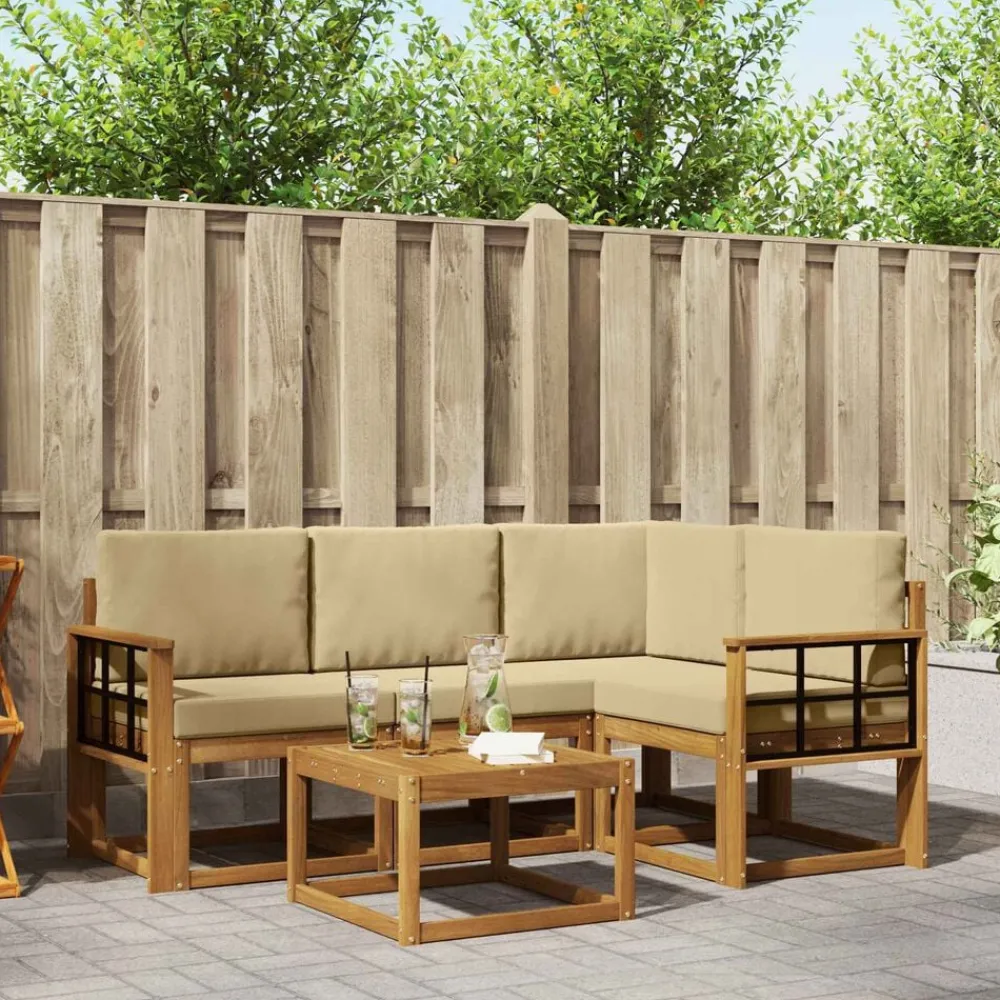 Buiten bankenset met kussen 5 pcs>vidaXL Clearance