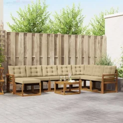 Meubelsets*vidaXL Buiten bankenset met kussen 9 pcs Natuurlijk en beige