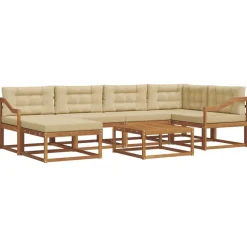 Meubelsets*vidaXL Buiten bankenset met kussen 7 pcs Natuurlijk en beige