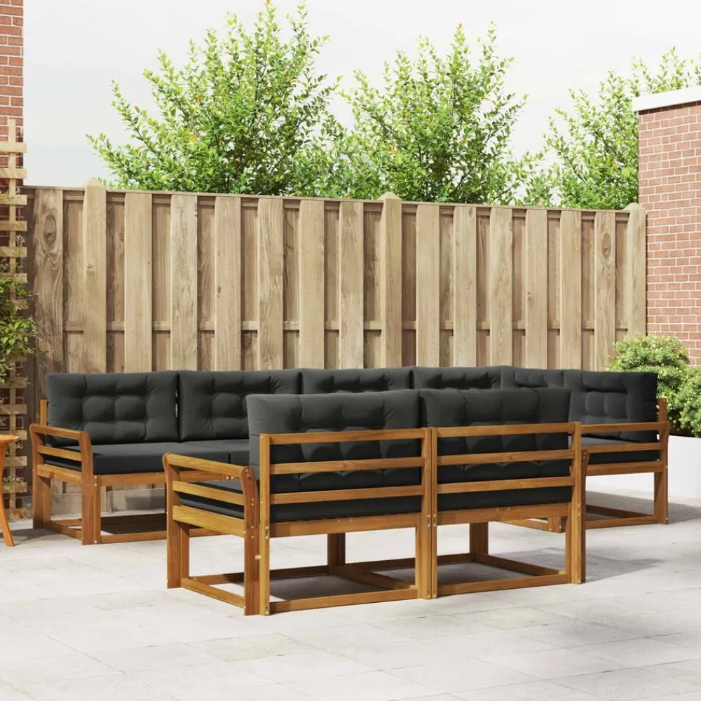 Meubelsets*vidaXL Buiten bankenset met kussen 7 pcs Natuurlijk en antraciet