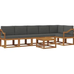 Meubelsets*vidaXL Buiten bankenset met kussen 7 pcs Natuurlijk en antraciet
