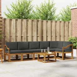 Meubelsets*vidaXL Buiten bankenset met kussen 7 pcs Natuurlijk en antraciet
