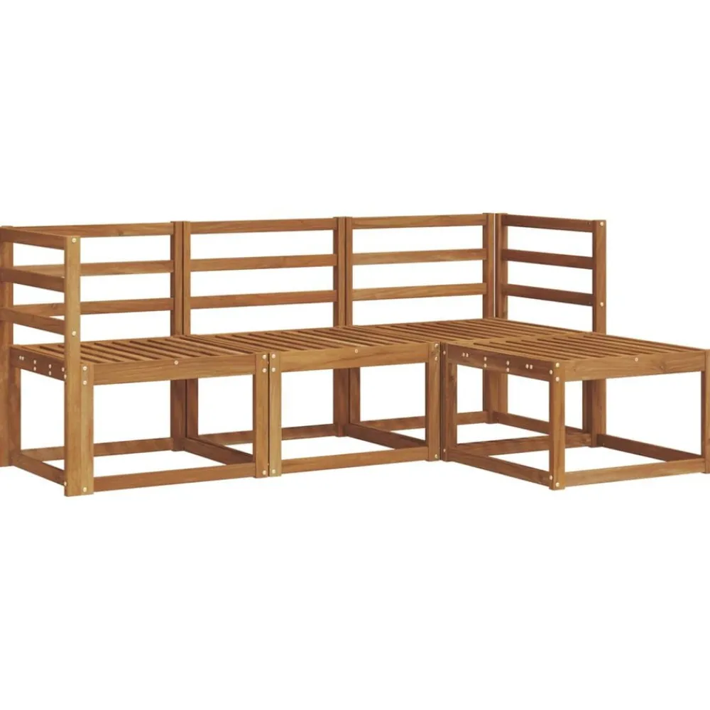 Meubelsets*vidaXL Buiten bankenset met kussen 4 pcs Natuurlijk en Lichtgrijs