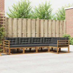 Meubelsets*vidaXL Buiten bankenset met kussen 5 pcs Natuurlijk en antraciet