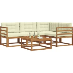 Buiten bankenset met kussen 5 pcs Natuurlijk en Crème><noscript><img width=