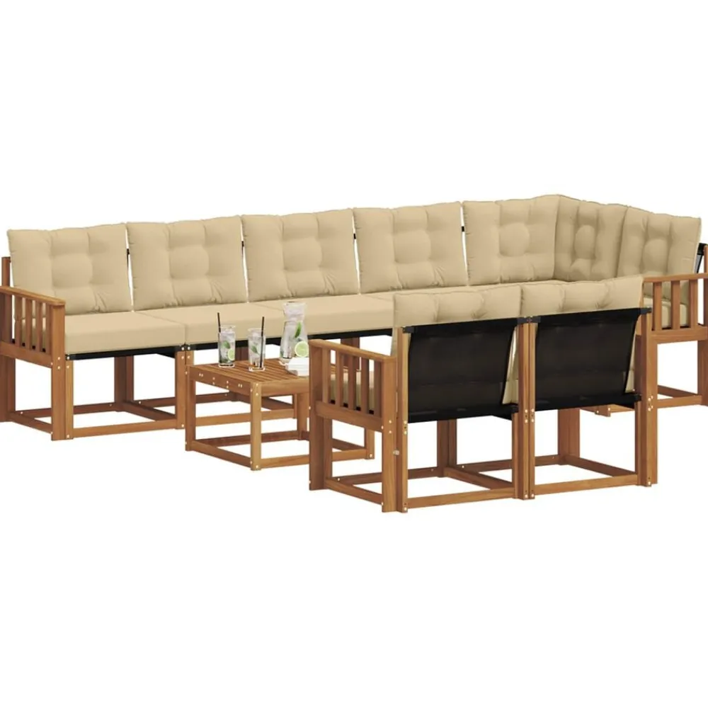 Buiten bankenset met kussen 9 pcs>vidaXL New