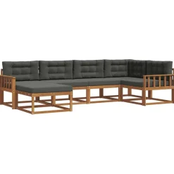 Meubelsets*vidaXL Buiten bankenset met kussen 6 pcs Natuurlijk en antraciet
