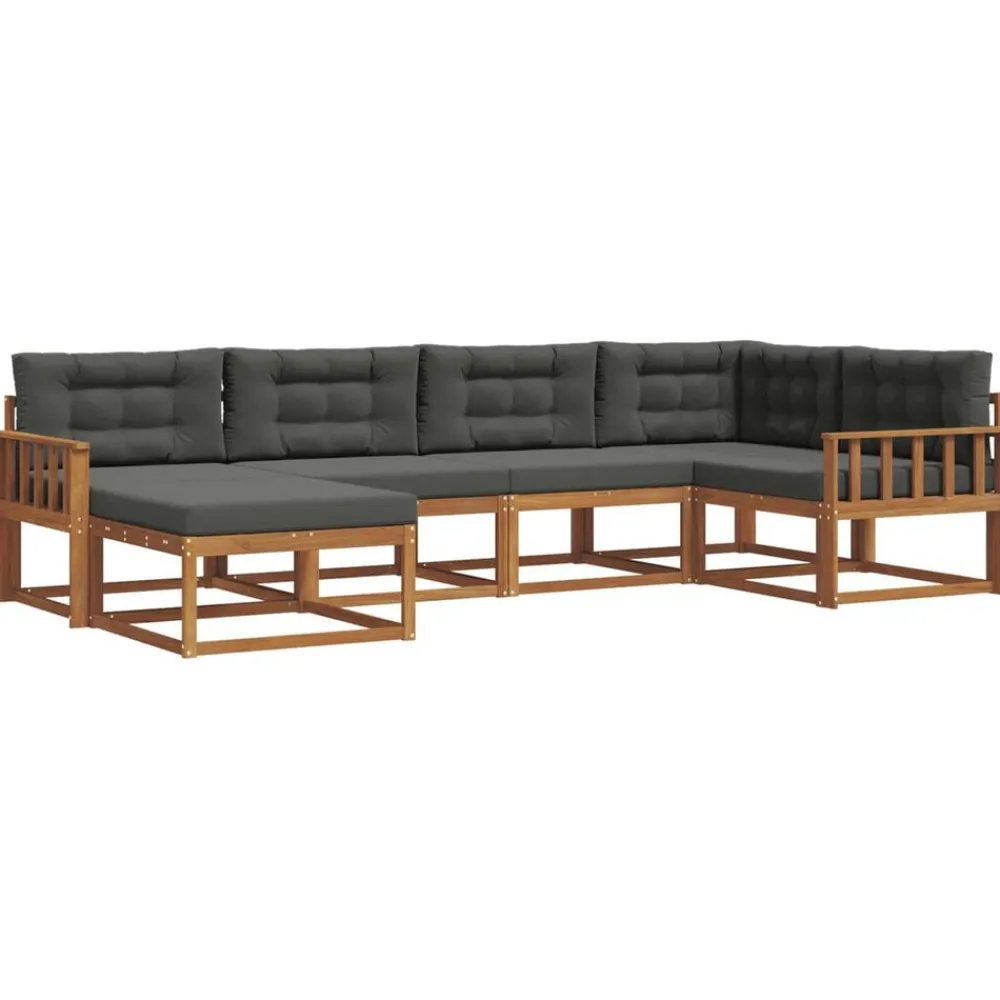 Meubelsets*vidaXL Buiten bankenset met kussen 6 pcs Natuurlijk en antraciet