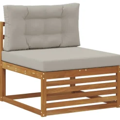 Meubelsets*vidaXL Buiten bankenset met kussen 5 pcs Natuurlijk en Lichtgrijs Naturel en lichtgrijs