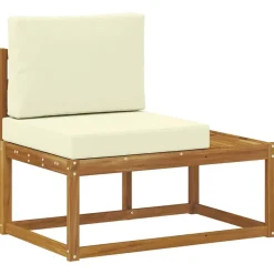 Tuinmeubelen*vidaXL Buiten Eind Sofa Naturel 91 x 63 x 73 cm Massief Acaciahout Natuurlijk en crème
