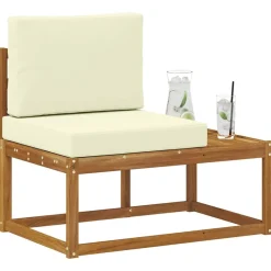 Tuinmeubelen*vidaXL Buiten Eind Sofa Naturel 91 x 63 x 73 cm Massief Acaciahout Natuurlijk en crème