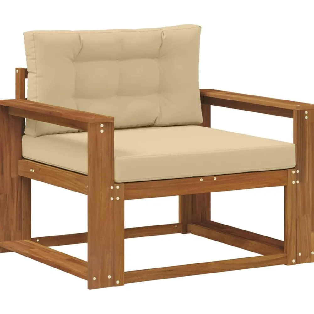Accessoires Voor Stoelen En Banken*vidaXL Buiten Midden Sofa Massief Acaciahout Naturel Natuurlijk en beige