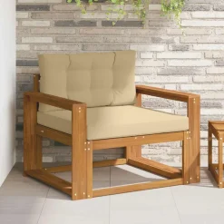 Accessoires Voor Stoelen En Banken*vidaXL Buiten Midden Sofa Massief Acaciahout Naturel Natuurlijk en beige