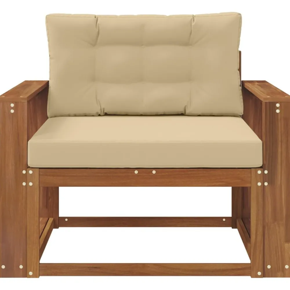 Accessoires Voor Stoelen En Banken*vidaXL Buiten Midden Sofa Massief Acaciahout Naturel Natuurlijk en beige