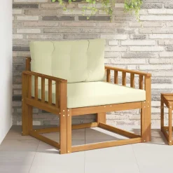 Accessoires Voor Stoelen En Banken*vidaXL Buiten Midden Sofa Massief Acaciahout Naturel Natuurlijk en cr&egrave;me