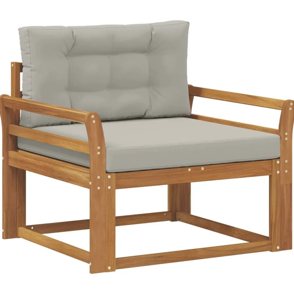 Accessoires Voor Stoelen En Banken*vidaXL Buiten Midden Sofa Massief Acaciahout Naturel Naturel en lichtgrijs