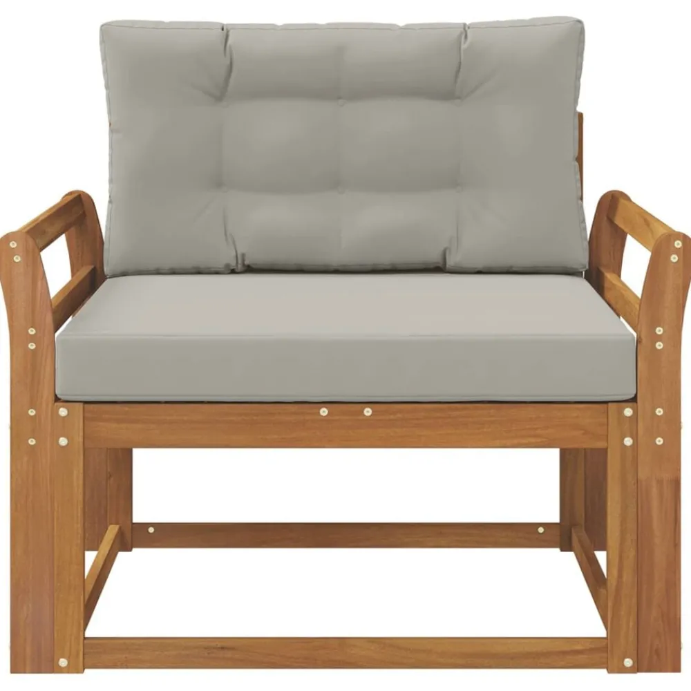 Accessoires Voor Stoelen En Banken*vidaXL Buiten Midden Sofa Massief Acaciahout Naturel Naturel en lichtgrijs
