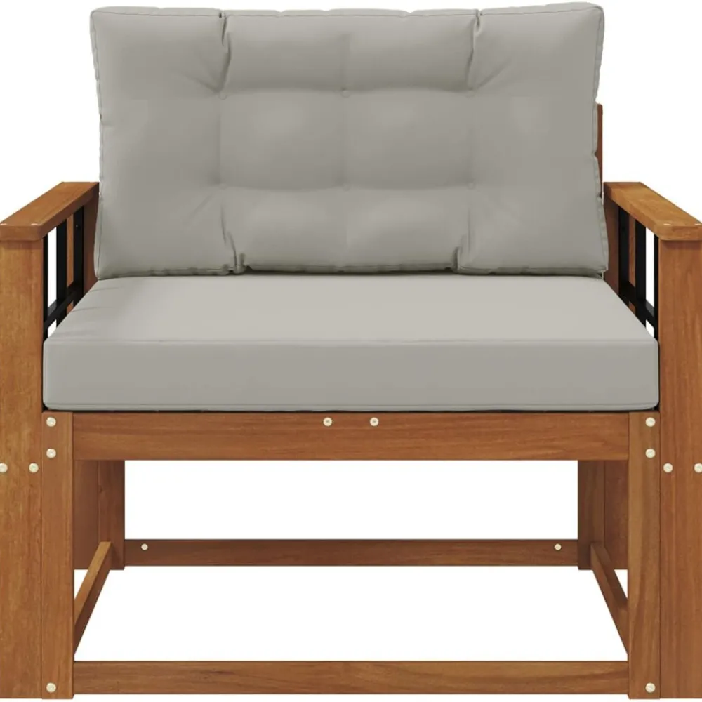 Accessoires Voor Stoelen En Banken*vidaXL Buiten Midden Sofa Massief Acaciahout Naturel Naturel en lichtgrijs