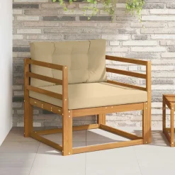 Accessoires Voor Stoelen En Banken*vidaXL Buiten Midden Sofa Massief Acaciahout Naturel Natuurlijk en beige