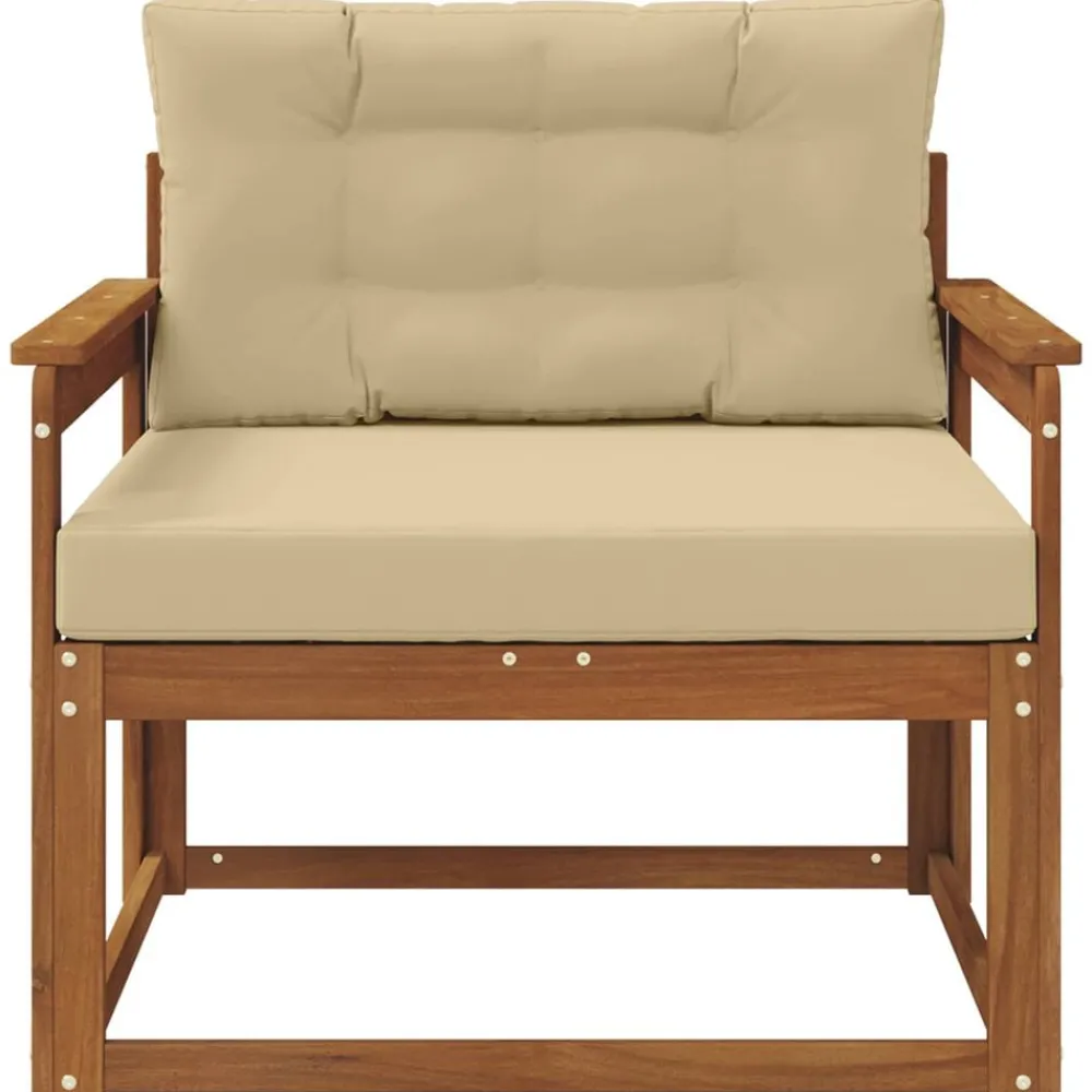 Accessoires Voor Stoelen En Banken*vidaXL Buiten Midden Sofa Massief Acaciahout Naturel Natuurlijk en beige