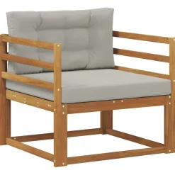 Accessoires Voor Stoelen En Banken*vidaXL Buiten Midden Sofa Massief Acaciahout Naturel Naturel en lichtgrijs