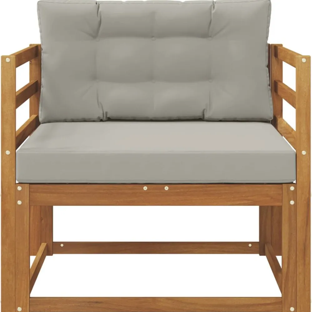 Accessoires Voor Stoelen En Banken*vidaXL Buiten Midden Sofa Massief Acaciahout Naturel Naturel en lichtgrijs