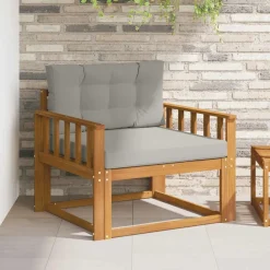 Accessoires Voor Stoelen En Banken*vidaXL Buiten Midden Sofa Massief Acaciahout Naturel Naturel en lichtgrijs