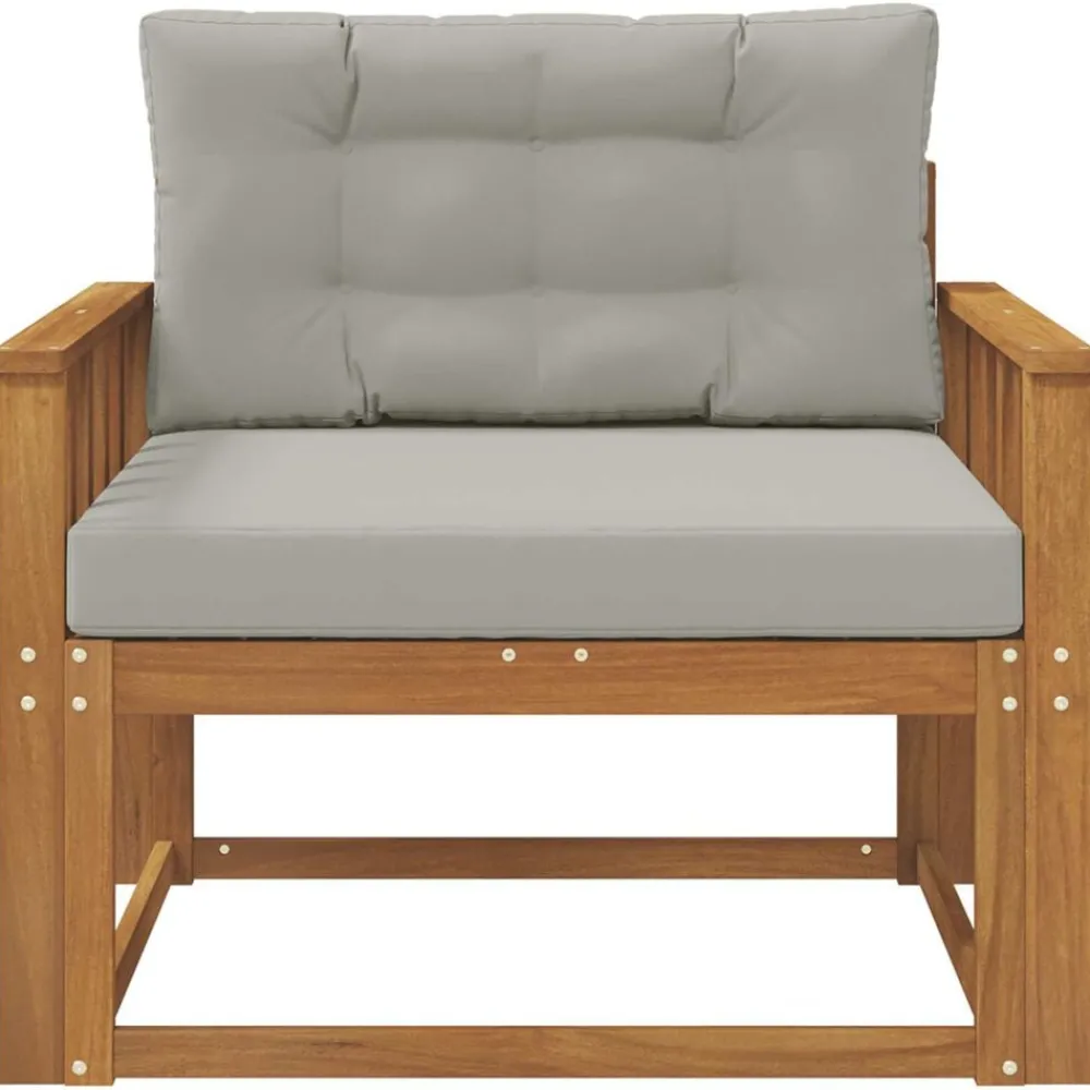 Accessoires Voor Stoelen En Banken*vidaXL Buiten Midden Sofa Massief Acaciahout Naturel Naturel en lichtgrijs