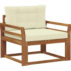 Accessoires Voor Stoelen En Banken*vidaXL Buiten Midden Sofa Massief Acaciahout Naturel Natuurlijk en cr&egrave;me