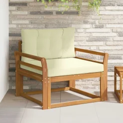Accessoires Voor Stoelen En Banken*vidaXL Buiten Midden Sofa Massief Acaciahout Naturel Natuurlijk en cr&egrave;me