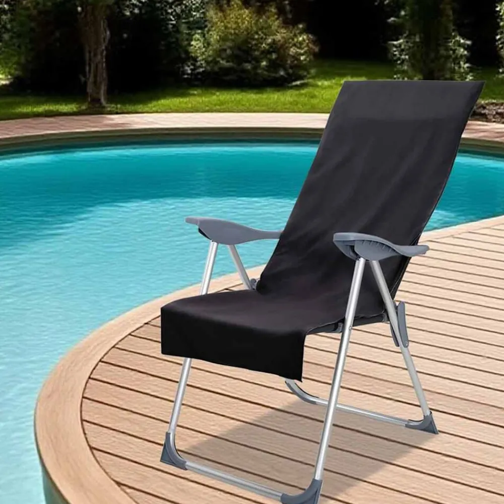 Linnengoed*vidaXL Buiten Stoel Handdoeken 2 pcs 130 x 60 cm Zwart
