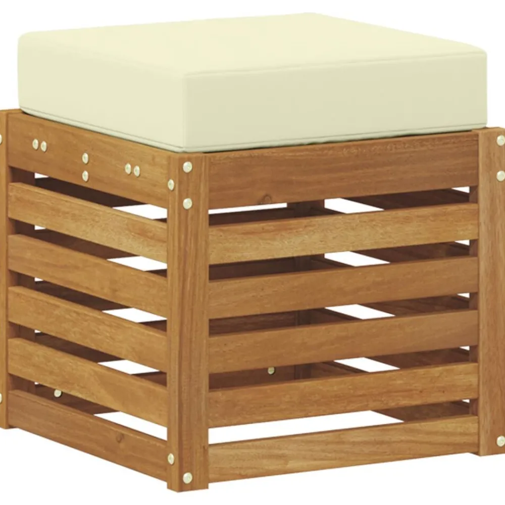 Tuinmeubelen*vidaXL Buiten Stool Bank Massief Acaciahout Naturel Natuurlijk en crème