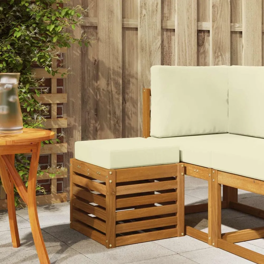 Tuinmeubelen*vidaXL Buiten Stool Bank Massief Acaciahout Naturel Natuurlijk en crème