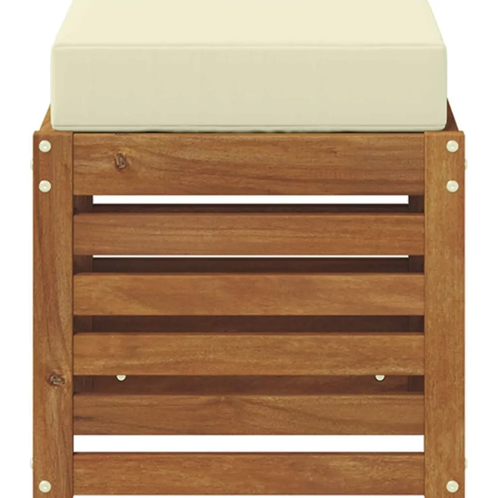 Tuinmeubelen*vidaXL Buiten Stool Bank Massief Acaciahout Naturel Natuurlijk en crème