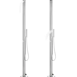 Zwembaden & Spa'S*vidaXL Buitendouche met e basis 225 cm roestvrij staal Bruin