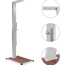 Zwembaden & Spa'S*vidaXL Buitendouche met bak HKC roestvrij staal Bruin