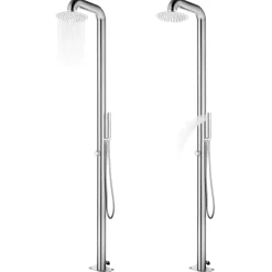 Buitendouche met grijze basis 230 cm roestvrij staal>vidaXL New