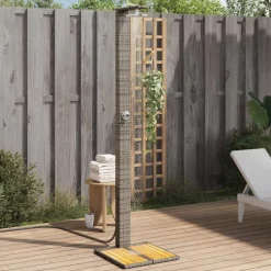 Zwembaden & Spa'S*vidaXL Buitendouche 50x55x224 cm poly rattan en acaciahout Grijs