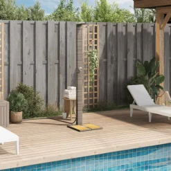 Zwembaden & Spa'S*vidaXL Buitendouche 50x55x224 cm poly rattan en acaciahout Grijs