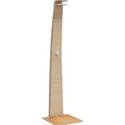 Zwembaden & Spa'S*vidaXL Buitendouche 55x60x224 cm poly rattan en acaciahout Beige