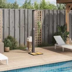 Zwembaden & Spa'S*vidaXL Buitendouche 50x55x224 cm poly rattan en acaciahout Zwart